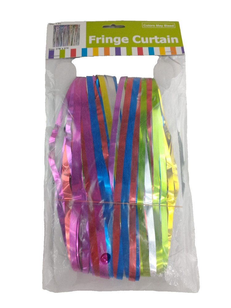 Fun Express Rainbow Metallic Foil Fringe Curtain Backdrop 36×96 New