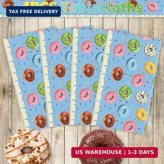 4 Pack Donut Party Tablecloth Sprinkle Donut Theme Party Decorations Blue Ice Cr