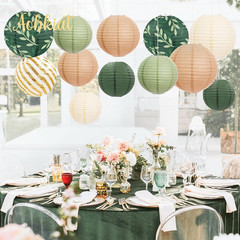 Party Decorations Paper Lanterns Set,12Pcs Sage Green Brown Chinese Japanese Han