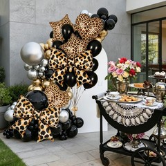 Cheetah Print Bow Balloons Leopard Balloon Jungle Animal Theme Party 16Pcs
