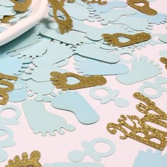 Gender Reveal Confetti 250 Pcs Gold & Blue Baby Shower Table Decorations
