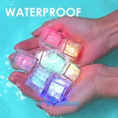 24x Waterproof Light Up LED Ice Cubes for Drinks Party Glowing Flashing Ice Cube
