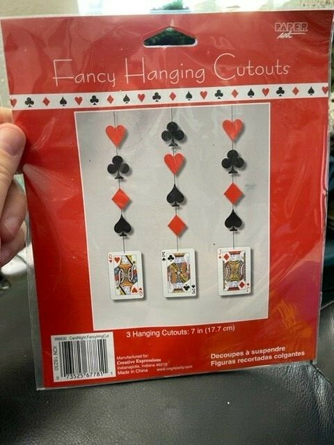 Casino Party Decorations hanging cutout Playing Cards 3ct. New!!!