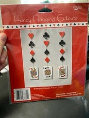 Casino Party Decorations hanging cutout Playing Cards 3ct. New!!!