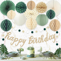 Sage Green Happy Birthday Decorations for Women, Pre-Strung Happy Birthday Banne
