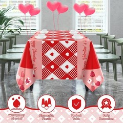 Valentine’s Day Decorations Set – Tablecloth and Backdrop Banner Bundle