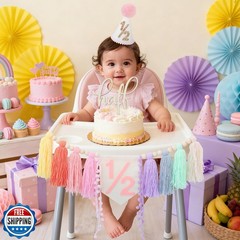 Ereniko Half Birthday Decorations,1/2 Birthday Girl Half Way To O