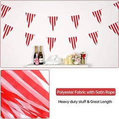 RUBFAC 170ft 120pcs Red and White Striped Pennant Banner, Carnival Circus Decora