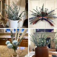 CEWOR 24pcs Eucalyptus Stems Artificial Leaves 24 pcs, Grey Green