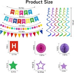 Birthday Decorations Colorful Happy Banner Paper Colorful,