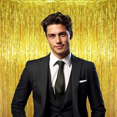 3.3 x 6.6 ft Foil Fringe Backdrop Curtains, Tinsel Streamers Party Decoration…