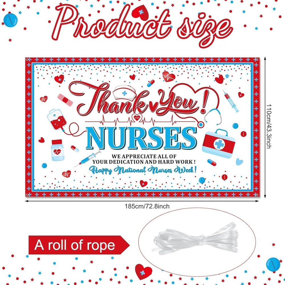 Irenare Thank You Nurses Banners Backdrop Decoration Happy Nurses Week Backgroun