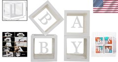 Baby Shower Decorations Box with Letters Clear Gender Reveal Party Supplies 4pcs
