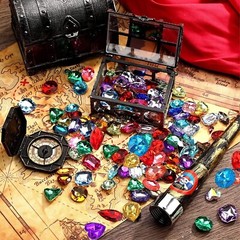 Deluxe 80-Piece Pirate Jewels Set – Vibrant Colors for Treasure Hunts & Decor