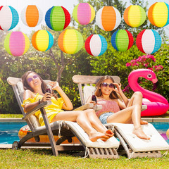 ‎ 15PCS Pool Party Decorations Beach Ball Paper Lanterns – Summer Luau Hawaiian