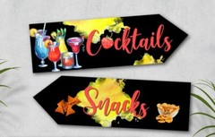 4 Cocktail Bar Party Decoration Signs Arrows