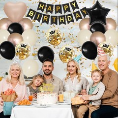 Black Gold Birthday Decorations for Women Men,Party Decorations Sand White Ch…