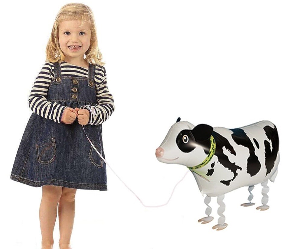 Pack of 3 Walking Farm Animal Balloons ,cow Print,red,cream,blue.Huge 133 PCS.
