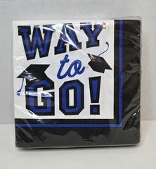 Graduation Amscan Way To Go Blue Black & White Theme 2ply USA 40ct Napkins New
