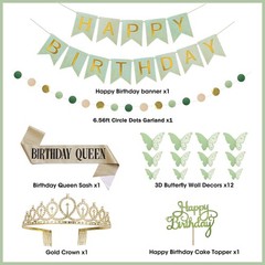 Amandir Sage Green Birthday Decorations for 18″, «12», «10», «5,