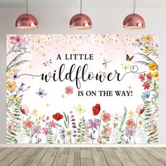 Charming Pink Watercolor Wildflower Backdrop – Perfect for Baby Showers (7x5ft)