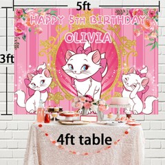 Marie Cat Personalised Custom Banner Backdrop Party Decorations Birthday Gift