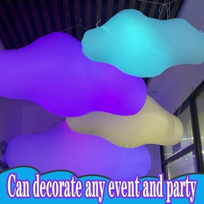 3.28-9.84FT PVC Inflatable Cloud Balloons Indoor Hanging Decoration w/ Accessory