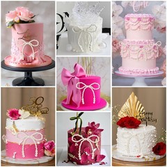 12Pcs Pearl Bow Cake Cupcake Toppers Birthday Wedding Party Decor