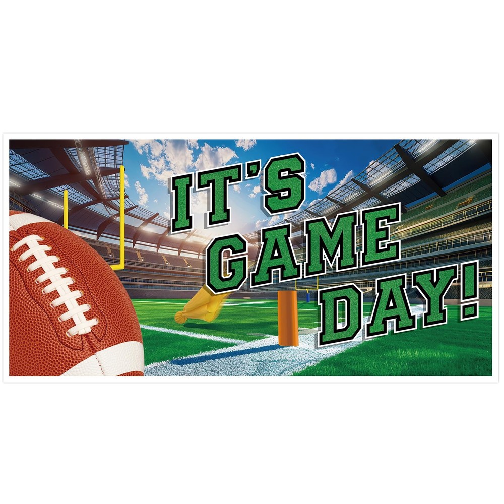 65″ x 32.7″ Football Banner for Tailgate & 65 inches by 32.7 inches, green