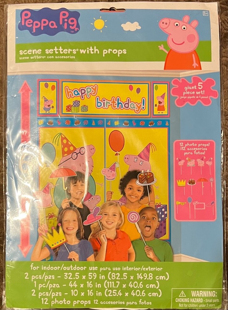 Peppa Pig Scene Setters Photo Props Happy Birthday Party 5 Piece Set 6 Feet Tall