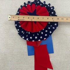 6pc Patriotic Bow and Rosette Set Red White Blue Stars July 4th Americana Decor