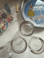 Hawaiian Hula Dancer Glasses Bar/Serving Set Hallmark Luau Ready MCM Style Party