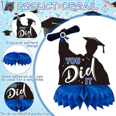 10 PCS Graduation Party Decorations Class of 2026,Blue and Black Congrats Grad H