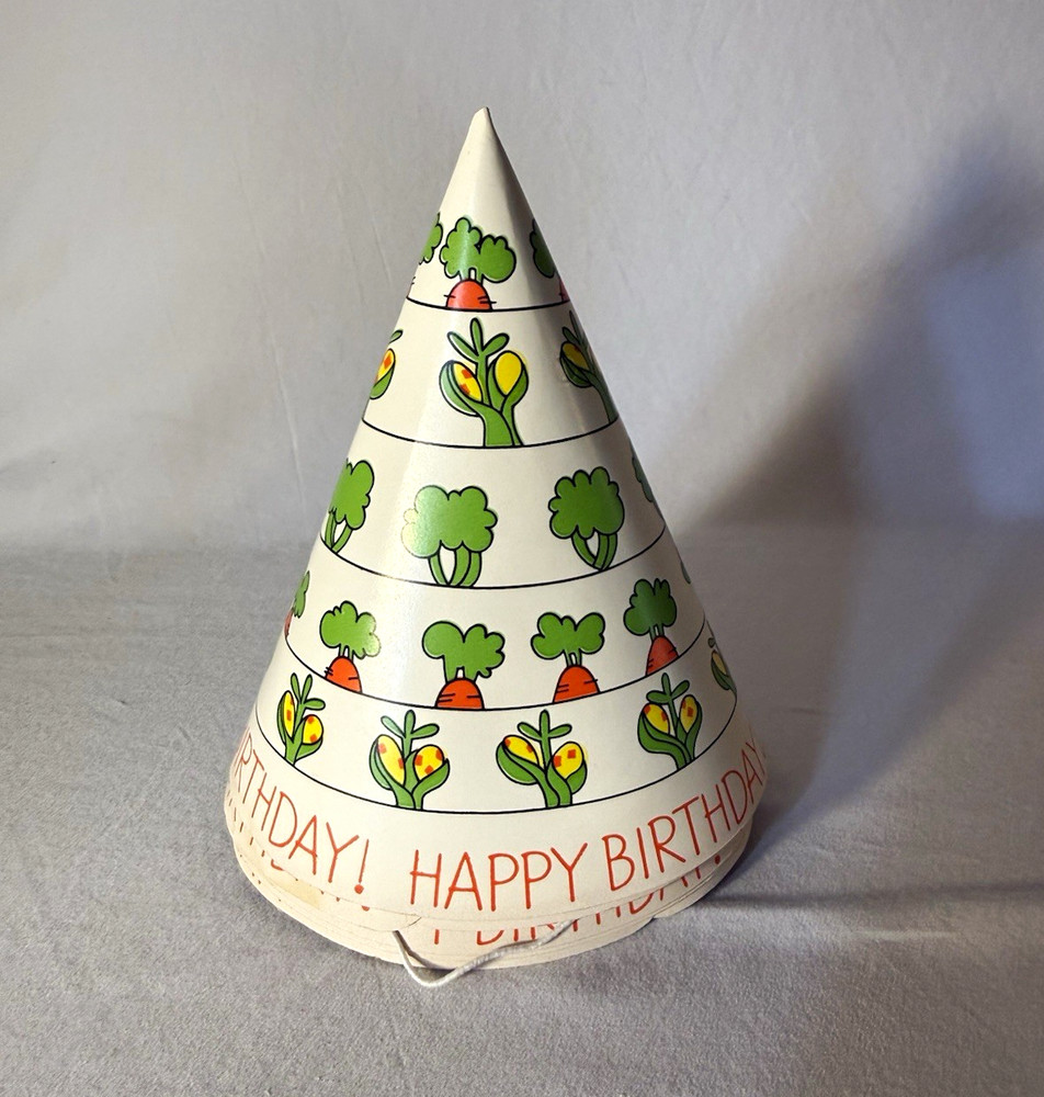 Birthday Cone Party Hat, Paper, Vegetable Pattern, 5 hats