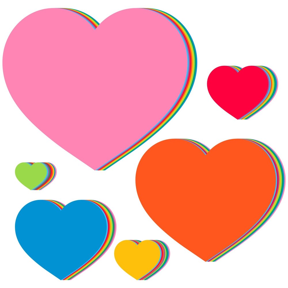 Heart Paper Cutouts Bulk Valentine Day Classroom Decor Rainbow Colors 480 PCS