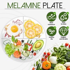 Viynran Portion Control Plate – 10 Inch Melamine Dinner 10 inch, 1-Pack