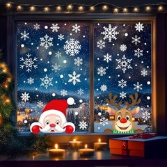 Lansian Christmas Snowflakes Window Clings 87 snowflake +250 snow dots, White