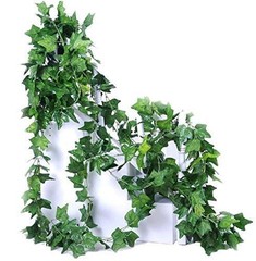 Botius 40 Ft Artificial Ivy Silk Vines Fake Hanging Leaves Dia:2.76″, Green
