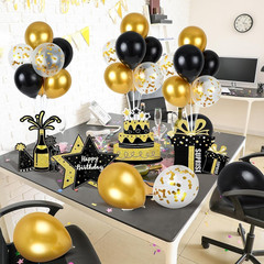 6 Sets Birthday Balloon Stand Kit for Table Happy Birthday Black Gold Balloon Ce