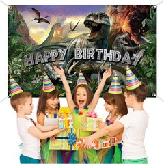 Avezano Dinosaur Birthday Backdrop Jurassic 70.8 x 43.3 Inch, Green