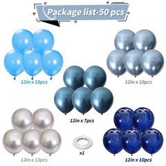 Blue and Silver Balloons, Graduation Balloons Pearl Royal Navy Blue Latex Bal…