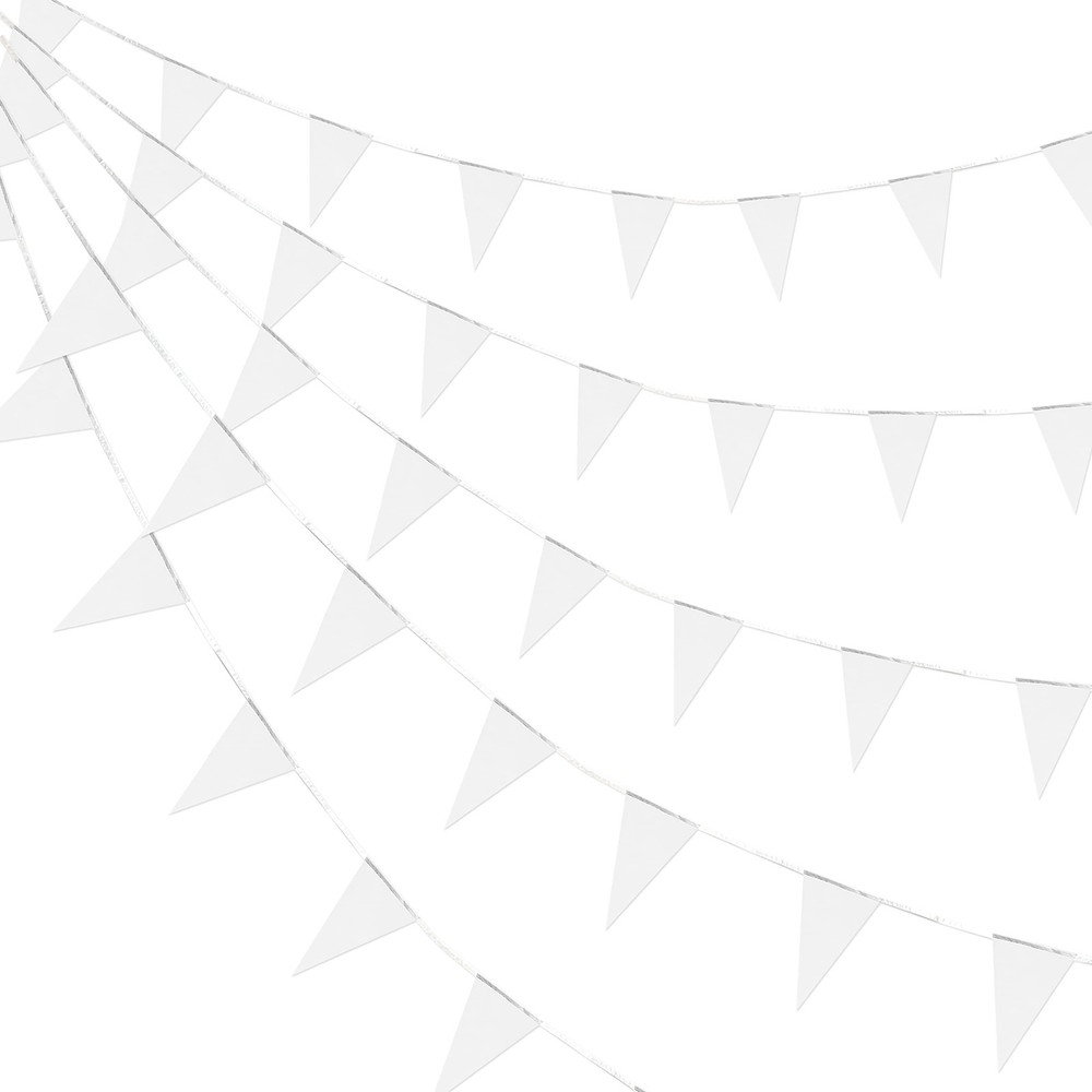100 Feet White Blank Pennant Banners Flags String Hanging Triangle Bunting DI…