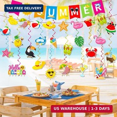 Summer Party Decorations, Beach Party Decor Includes Hello Summer Banner Beach H