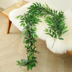 Artificial Italian Ruscus Vines, 3Pcs/75 Silk Vine Garland with Green Leaves,