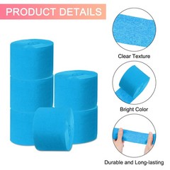 10 Rolls 820Ft Sky Blue Crepe Paper Streamers 1.8″