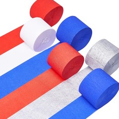 Vibrant Crepe Paper Streamers Red White Blue Silver 6 Rolls 492ft Patriotic P…