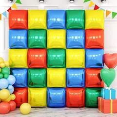 Red Yellow Blue and Green Double Sided Square Foil Balloons Wall,19 Inches Pi…