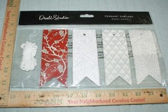 Dwell Studio Pennant Garland Red Silver Glittery Card Stock NEW Fast Shipping