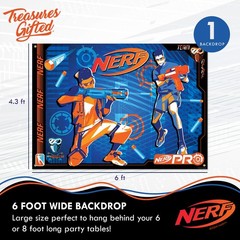 Treasures Gifted Nerf Birthday Party Decoration Backdrop, 6ft x4.2ft