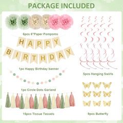 Pink and Green Birthday Decorations, Sage Green Pink Sand White Gold Balloons Ha